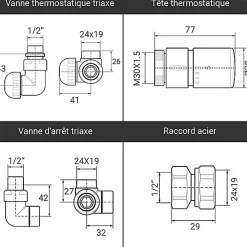 Matisere Sèche-serviette eau chaude chromé de 660mm de haut et 430mm de large - 179 Watt - FIO660/430SXCROK