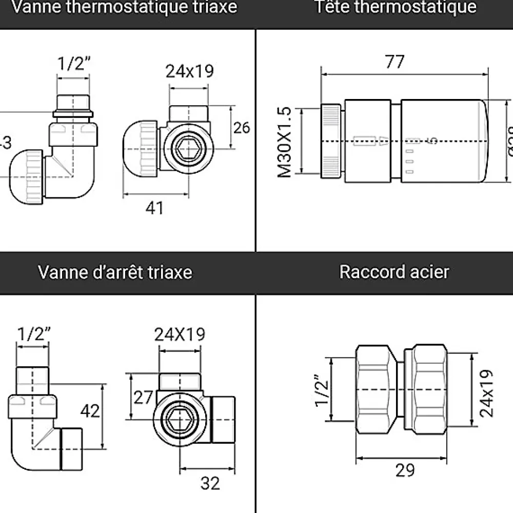Matisere Sèche-serviette eau chaude chromé de 660mm de haut et 430mm de large - 179 Watt - FIO660/430SXCROK