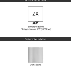 Matisere Sèche-serviette eau chaude chromé de 660mm de haut et 430mm large - 179 Watt - FIO660/430ZXCRO