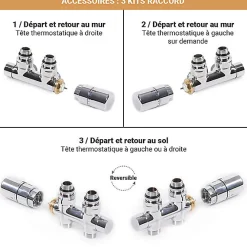 Matisere Sèche-serviette eau chaude chromé de 660mm de haut et 430mm large - 179 Watt - FIO660/430ZXCRO