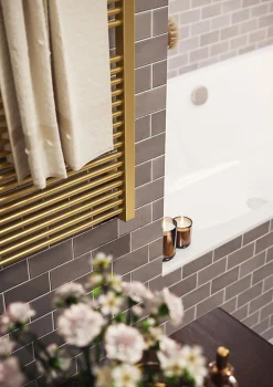 Matisere Sèche-serviette eau chaude doré de 735mm de haut et 530mm de large - 406 Watt - MIK735/530SXBRA