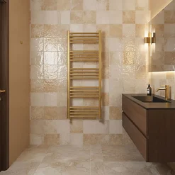 Sèche-Serviettes Eau Chaude|Matisere Sèche-serviette eau chaude doré de 1140mm de haut et 580mm de large - 550 Watt - FIO1140/580SXBRA