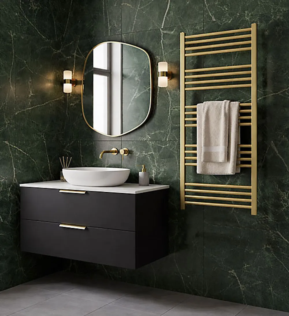 Sèche-Serviettes Eau Chaude|Matisere Sèche-serviette eau chaude doré de 1140mm de haut et 580mm de large - 550 Watt - FIO1140/580SXBRA