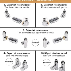 Matisere Sèche-serviette eau chaude doré de 300mm de haut et 1400mm de large - 405 Watt - LIM300/1400SXBRA