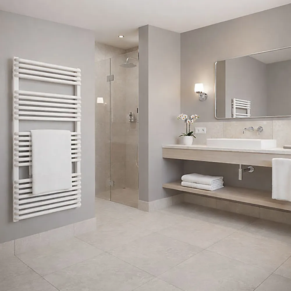 Sèche-Serviettes Eau Chaude|Matisere Sèche-serviette eau chaude blanc de 1260mm de haut et 640mm de large - 1173 Watt - TYT1260/640SXB