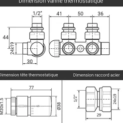 Sèche-Serviettes Mixte|Matisere Sèche-serviette eau chaude chromé de 1070mm de haut et 500mm de large - 285 Watt - ZIG1070/500KDZ8CRO