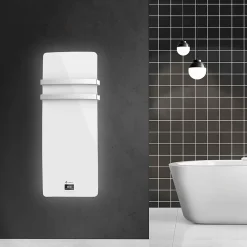 Sèche-Serviettes Électrique|Sannover  Sèche-Serviette Electrique en Verre mural Omiros Sannover 850 W Blanc