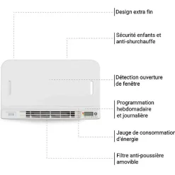 Matisere Sèche-serviette électrique blanc de 1590mm de haut et 600mm de large - 1000 Watt - CIT1590/600E8BBLO