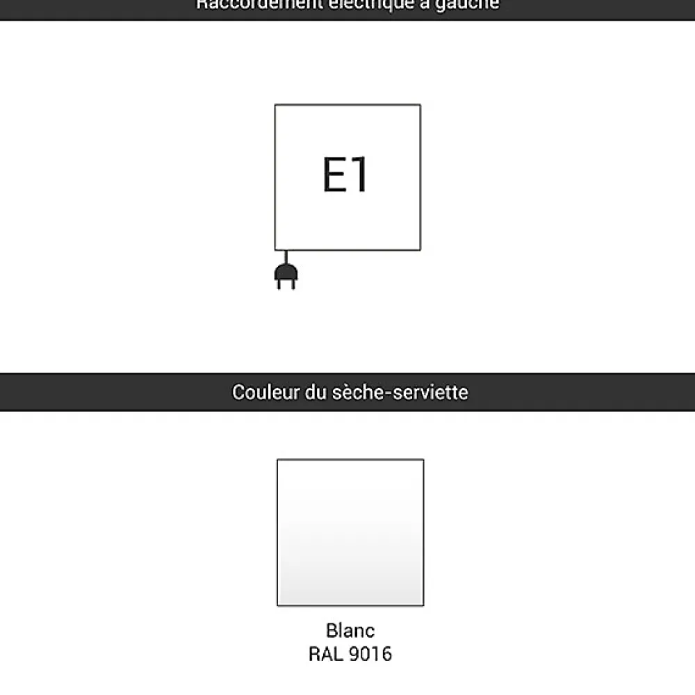 Matisere Sèche-serviette électrique blanc - (HxL) 1460x700mm - 1000 Watts - 1000 Watt - LIM1460-700E1B
