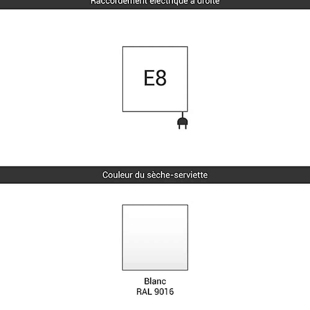 Matisere Sèche-serviette électrique blanc - (HxL) 1380x680mm - 800 Watt - 800 Watt - FIO1380-680E8B