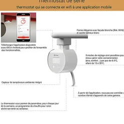 Sèche-Serviettes Électrique|Matisere Sèche-serviette électrique blanc thermostat wifi - HxL 1580x800mm - 1200 Watt - ALE1580/800E8BW