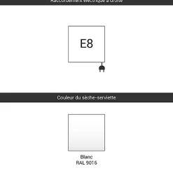 Sèche-Serviettes Électrique|Matisere Sèche-serviette électrique blanc - (HxL) 900x400mm - 300 Watt - 300 Watt - FIO900-400E8B