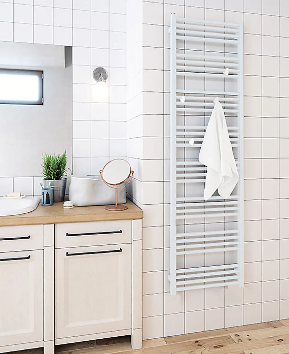 Matisere Sèche-serviette électrique blanc - (HxL) 1620x500mm - 800 Watt - 800 Watt - FIO1620-500E1B
