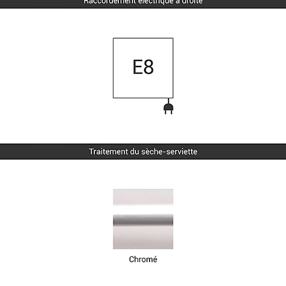 Sèche-Serviettes Électrique|Matisere Sèche-serviette électrique chromé - (HxL) 1620x500 mm - 600 Watt - 600 Watt - FIO1620-500E8CRO