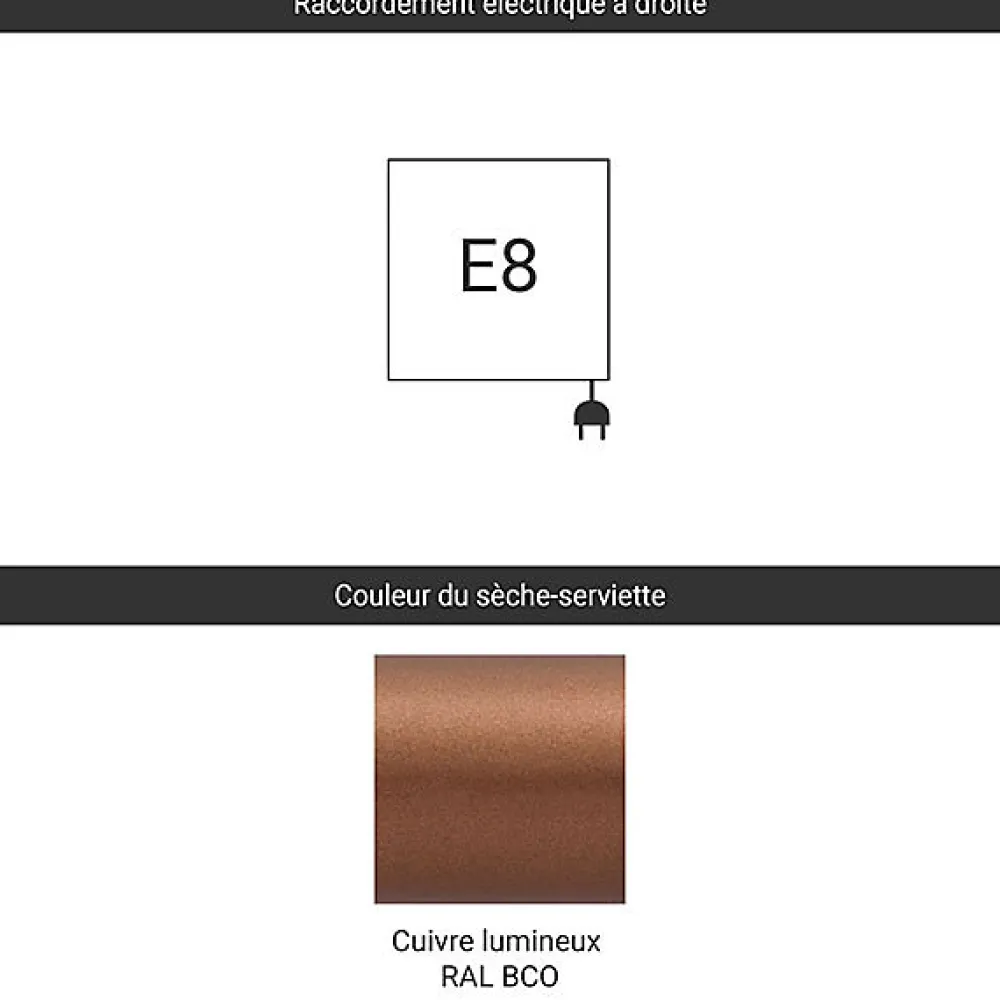 Matisere Sèche-serviette électrique cuivré - (HxL) 710x230 mm - 200 (Watts) - 200 Watt - MIK710-230E8BCO