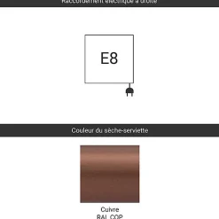 Sèche-Serviettes Électrique|Matisere Sèche-serviette électrique cuivré - (HxL) 720x500 mm - 300 (Watts) - 300 Watt - SIM720-500E8COP