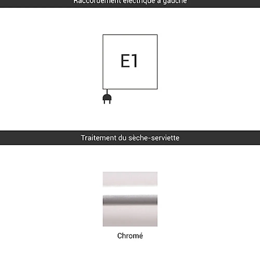 Matisere Sèche-serviette électrique chromé - (HxL) 1035x430mm - 500 (Watts) - 500 Watt - MIK1035-430E1CRO