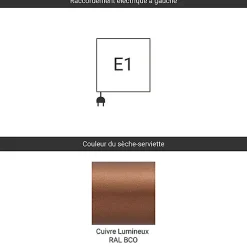 Sèche-Serviettes Électrique|Matisere Sèche-serviette électrique cuivré - (HxL) 990x500mm - 400 (Watts) - 400 Watt - VIP990-500E1BCO