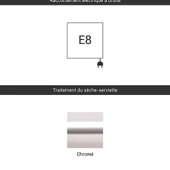 Matisere Sèche-serviette électrique chromé - (HxL) 1380x500 mm - 400 Watt - 400 Watt - FIO1380-500E8CRO