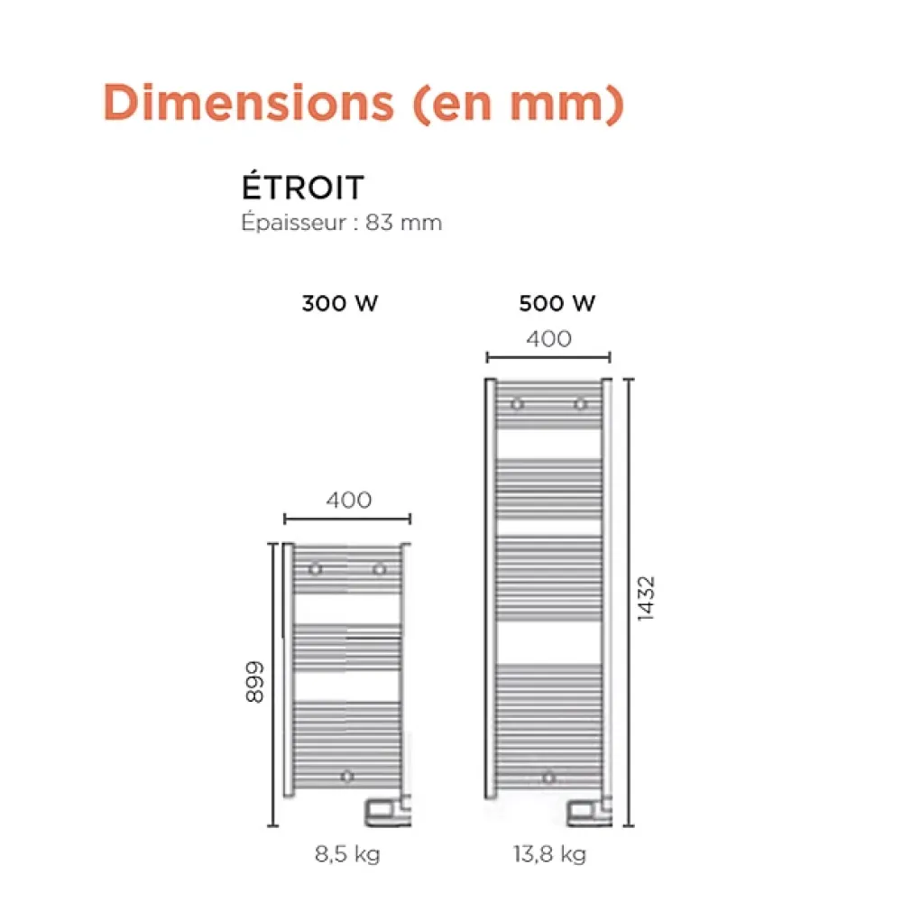 Thermor Sèche-serviette électrique CORSAIRE 2 blanc digital étroit 300W - - 473302