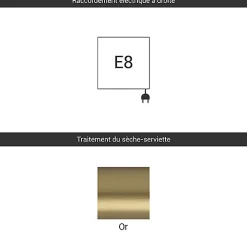 Sèche-Serviettes Électrique|Matisere Sèche-serviette électrique doré de 660mm de haut et 630mm de large - 400 Watt - FIO660/630E8BRA