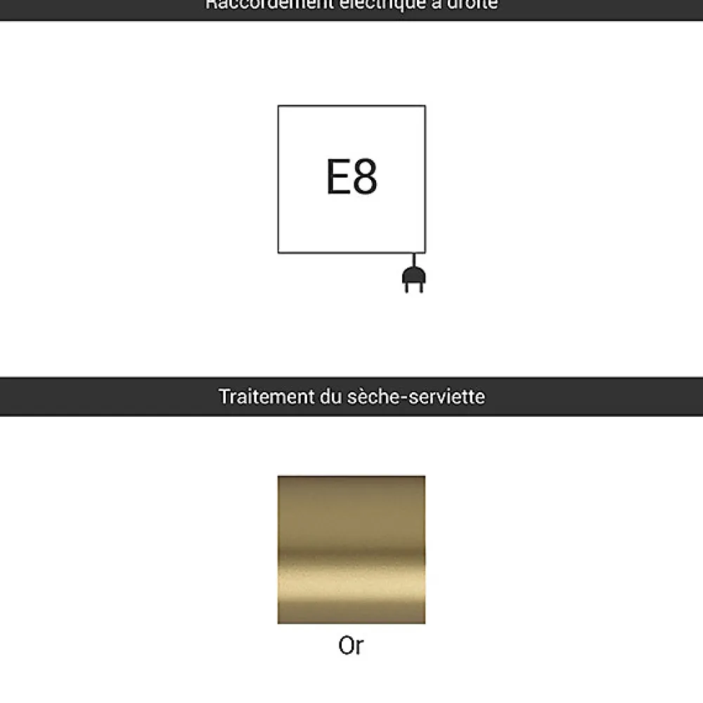 Matisere Sèche-serviette électrique doré de 660mm de haut et 530mm de large - 300 Watt - FIO660/530E8BRA