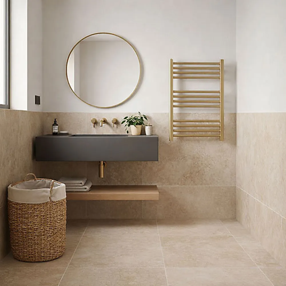 Matisere Sèche-serviette électrique doré de 660mm de haut et 530mm de large - 300 Watt - FIO660/530E8BRA