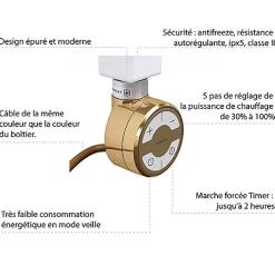 Sèche-Serviettes Électrique|Matisere Sèche-serviette électrique doré SOA 500mm de haut et 300mm de large - 120 Watt - LIM500/300E8BRASOA