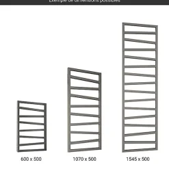 Matisere Sèche-serviette électrique gris - (HxL) 1310x500 mm - 600 ( Watts) - 600 Watt - ZIG1310-500E8MST