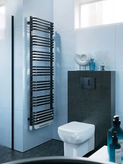 Sèche-Serviettes Soufflant|Matisere Sèche-serviette électrique noir de 1580mm de haut et 700mm de large - 1000 Watt - ALE1580/700E8NBLO