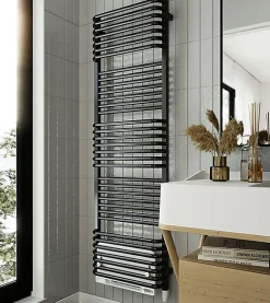 Matisere Sèche-serviette électrique noir de 1180mm de haut et 600mm de large - 800 Watt - POL1180/600E8NBLO