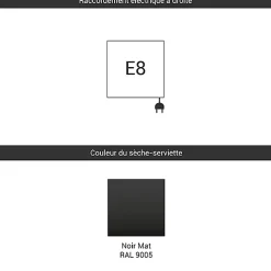 Matisere Sèche-serviette électrique noir - (HxL) 820x300mm - 300 Watts - 300 Watt - LIM820-300E8N