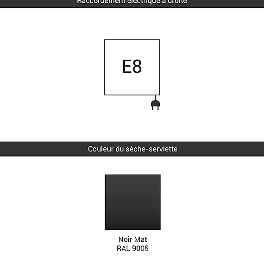 Matisere Sèche-serviette électrique noir - (HxL) 820x300mm - 300 Watts - 300 Watt - LIM820-300E8N