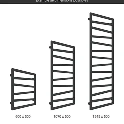 Matisere Sèche-serviette électrique noir - (HxL) 1310x500mm - 600 Watts - 600 Watt - ZIG1310-500E1N