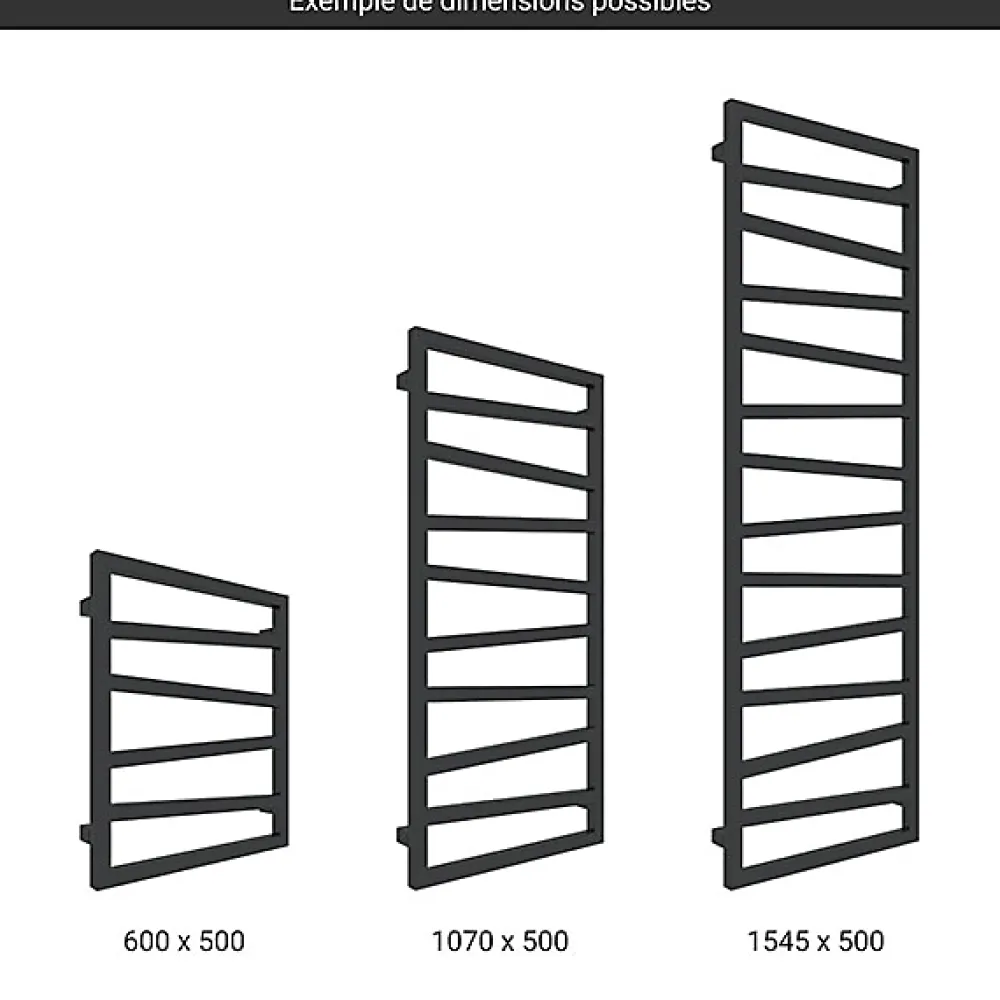 Matisere Sèche-serviette électrique noir - (HxL) 1310x500mm - 600 Watts - 600 Watt - ZIG1310-500E1N