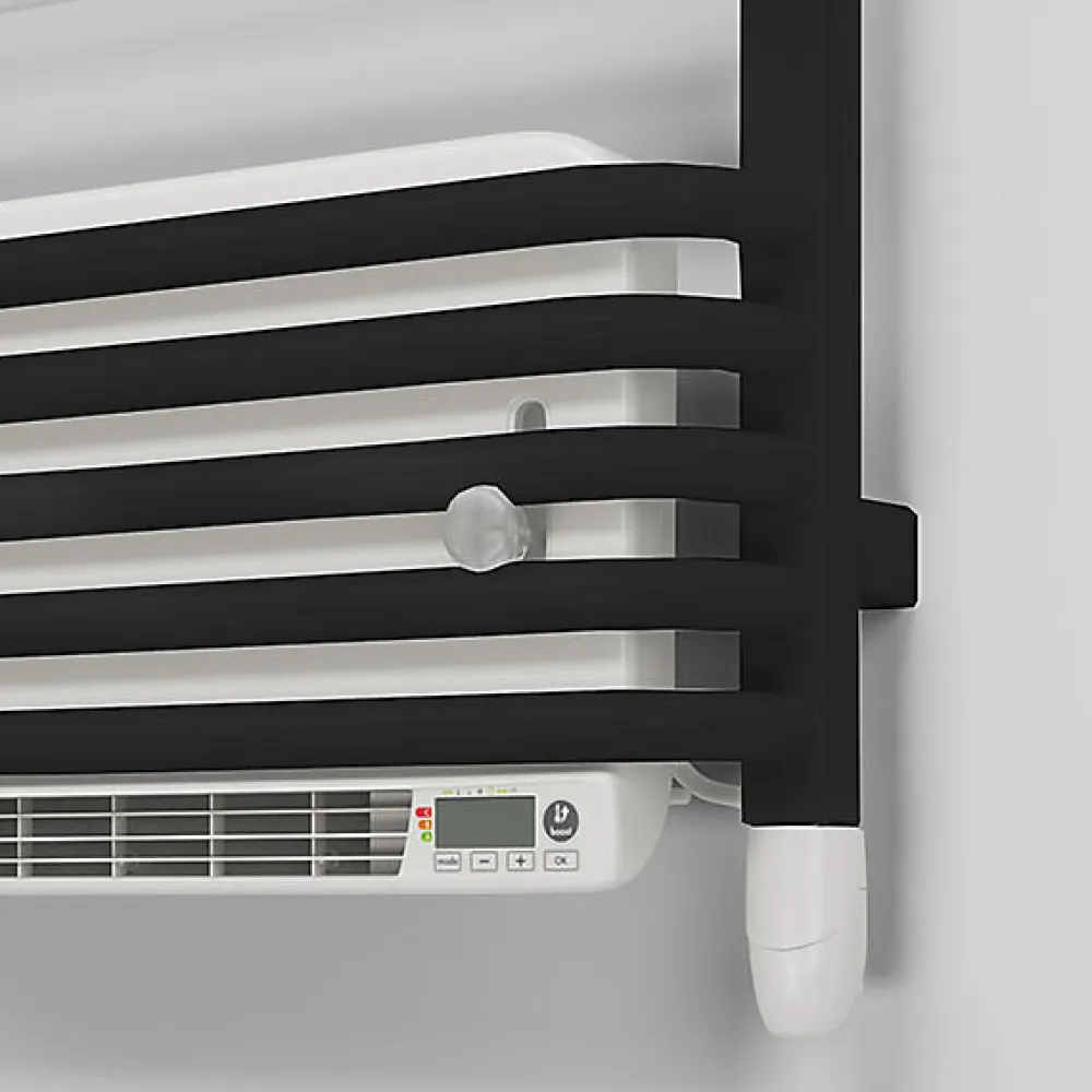 Sèche-Serviettes Soufflant|Matisere Sèche-serviette électrique noir de 1140mm de haut et 500mm de large - 600 Watt - ALE1140/500E8NBLO