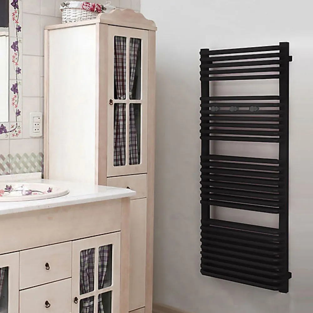 Matisere Sèche-serviette électrique noir de 1260mm de haut et 540mm de large - 1000 Watt - TYT1260/540E1NBLO