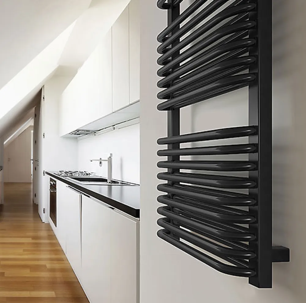 Sèche-Serviettes Soufflant|Matisere Sèche-serviette électrique noir de 1020mm de haut et 640mm de large - 1000 Watt - TYT1020/640E1NBLO