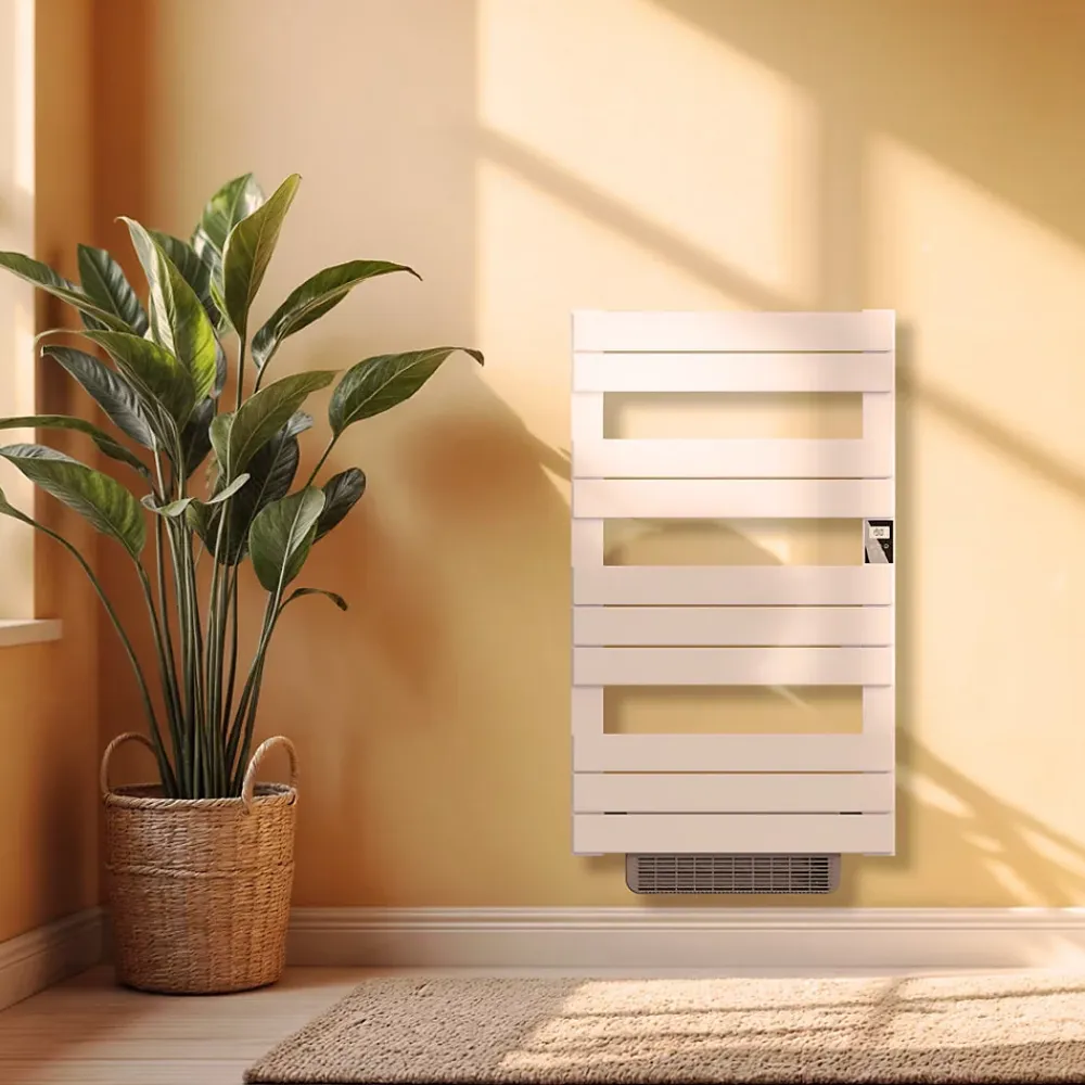 Sèche-Serviettes Soufflant|Bestherm Sèche-serviette électrique sans fluide avec soufflerie 500W+1000W H.108,4xL60cm HANAE blanc