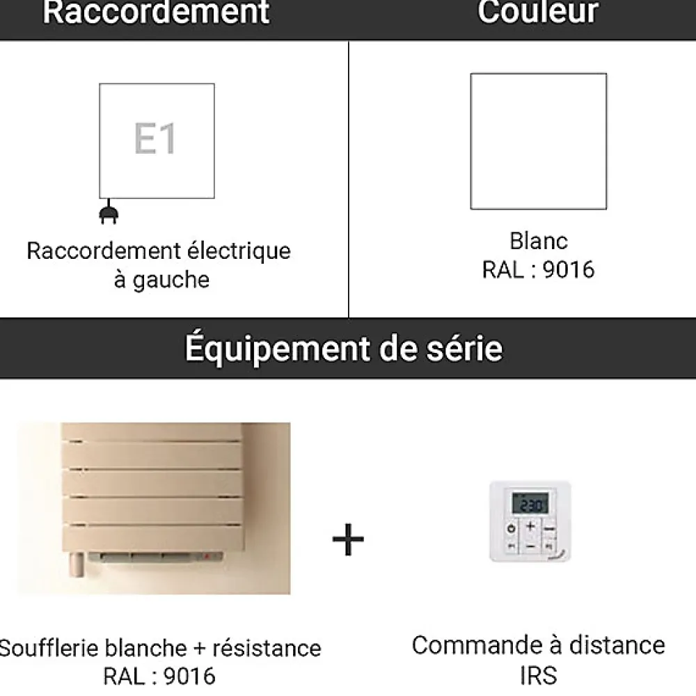 Sèche-Serviettes Soufflant|Matisere Sèche-serviette électrique soufflant blanc - HxL 1402x500mm - 500 Watt - ROE-140-050/IFS/B