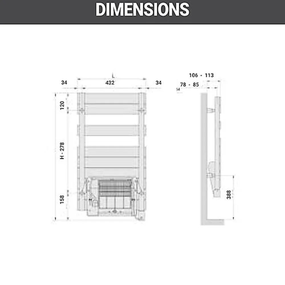 Sèche-Serviettes Soufflant|Matisere Sèche-serviette électrique soufflant blanc - HxL 1402x500mm - 500 Watt - ROE-140-050/IFS/B