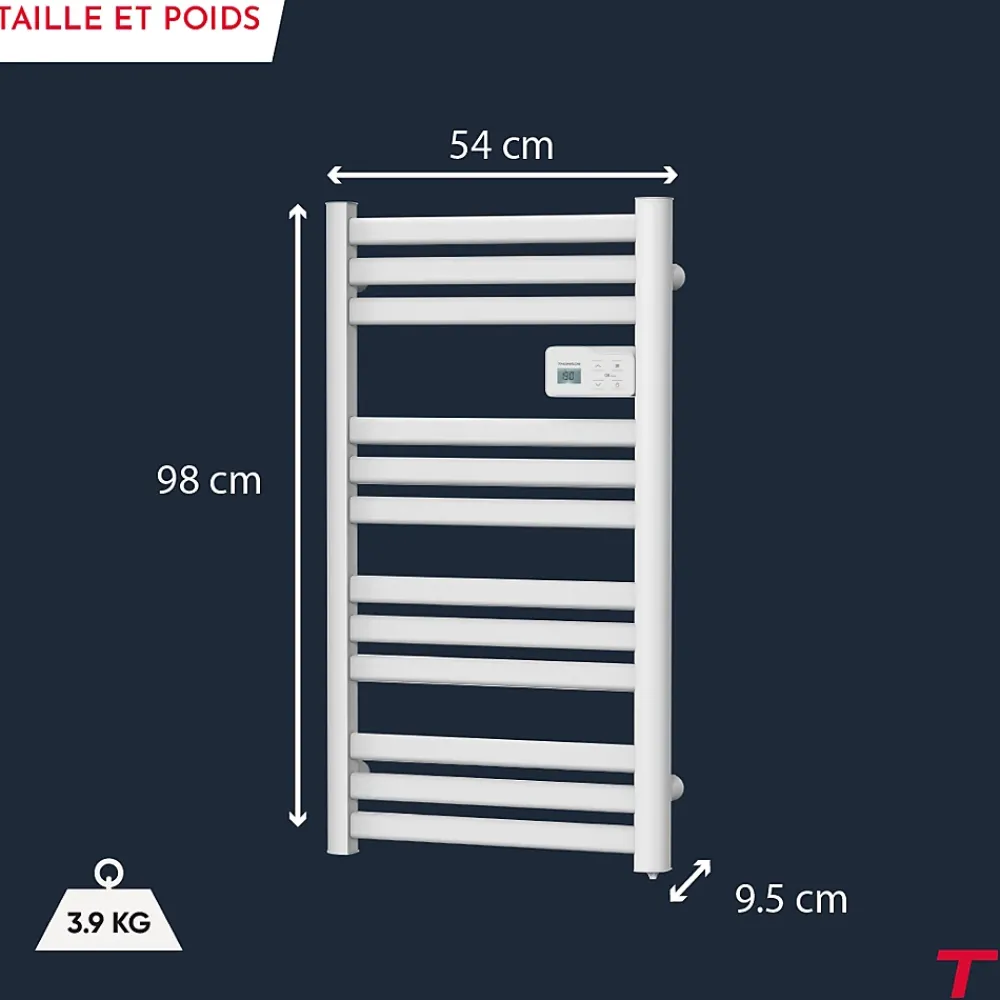Thomson Sèche-serviette électrique sans fluide connecté WiFi 500W COSMO blanc