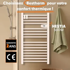 Sèche-Serviettes Mixte|Bestherm Sèche-serviette électrique sans fluide 500W H.98xL54cm HESTIA blanc