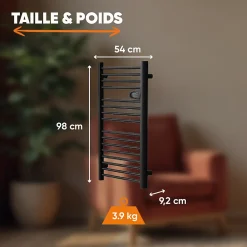 Bestherm Sèche-serviette électrique sans fluide 500W H.98xL54cm HESTIA noir