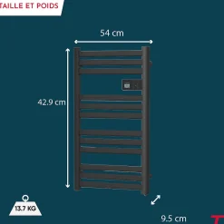 Sèche-Serviettes Mixte|Thomson Sèche-serviette électrique sans fluide connecté WiFi 500W COSMO noir
