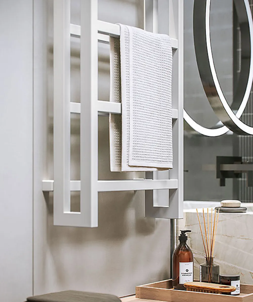 Matisere Sèche-serviette mixte blanc de 1150mm de haut et 300mm de large - 480 Watt - STA1150/300V2B