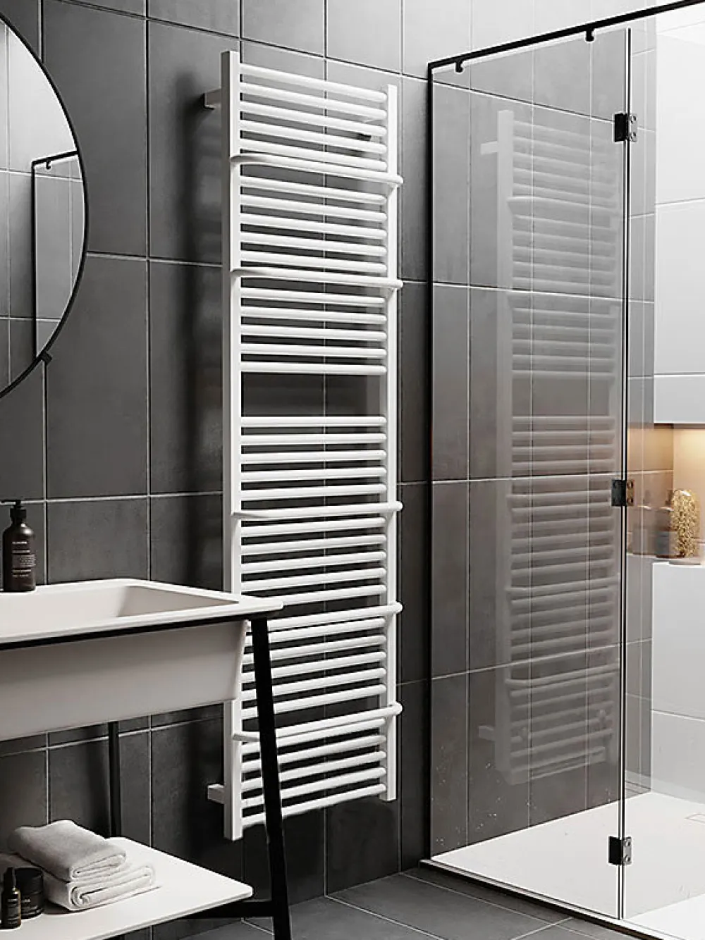 Matisere Sèche-serviette mixte blanc - (HxL) 1460x500mm - 800 Watt - 748 Watt - LIM1460-500Z8B