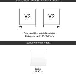 Matisere Sèche-serviette mixte blanc - (HxL) 1920x200mm - 400 Watt - 390 Watt - EAS1920-200V2B
