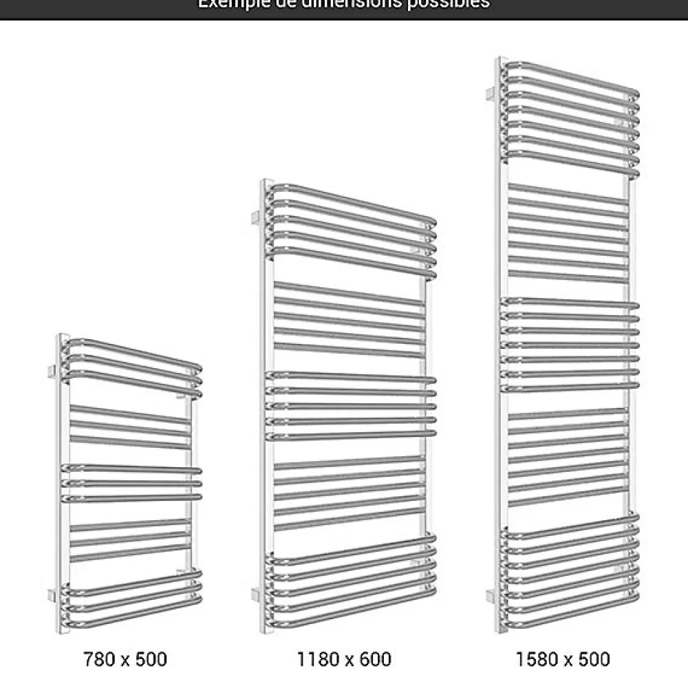 Sèche-Serviettes Mixte|Matisere Sèche-serviette mixte chromé de 1580mm de haut / 600mm de large - 739 Watt - POL1580/600V2CRO