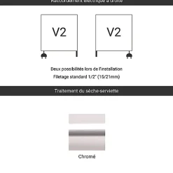 Sèche-Serviettes Mixte|Matisere Sèche-serviette mixte chromé de 1580mm de haut / 600mm de large - 739 Watt - POL1580/600V2CRO